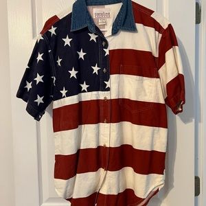 Vintage USA flag short sleeve button down.